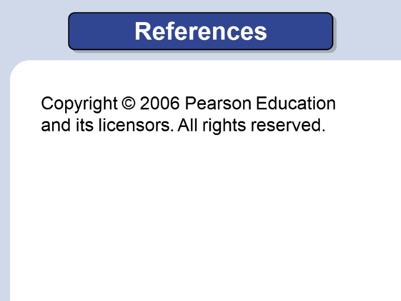 References Copyright © 2006 Pearson Education and its licensors. All rights reserved.